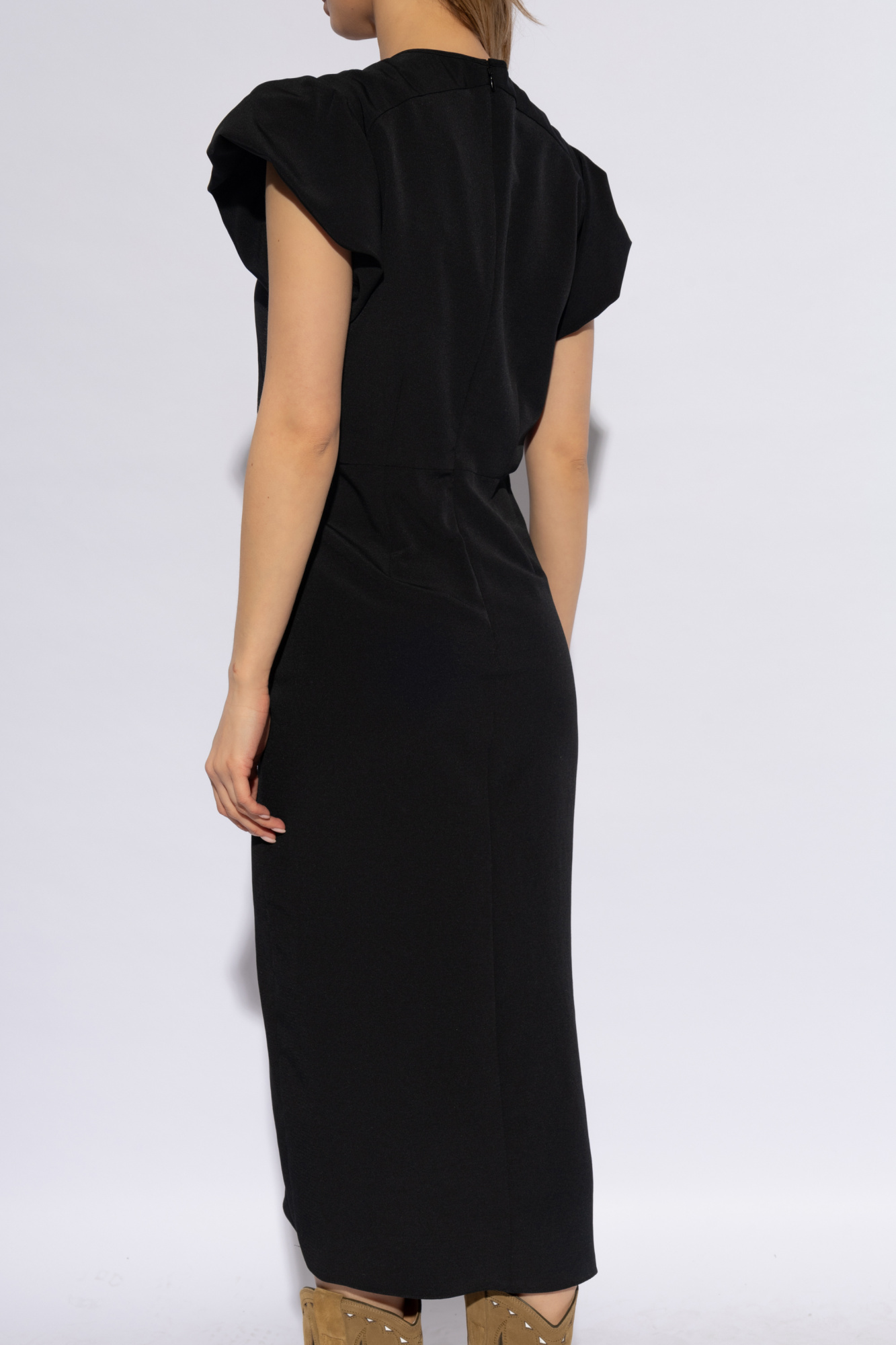 Black Short - Liza floral Green dress - sleeved Green dress